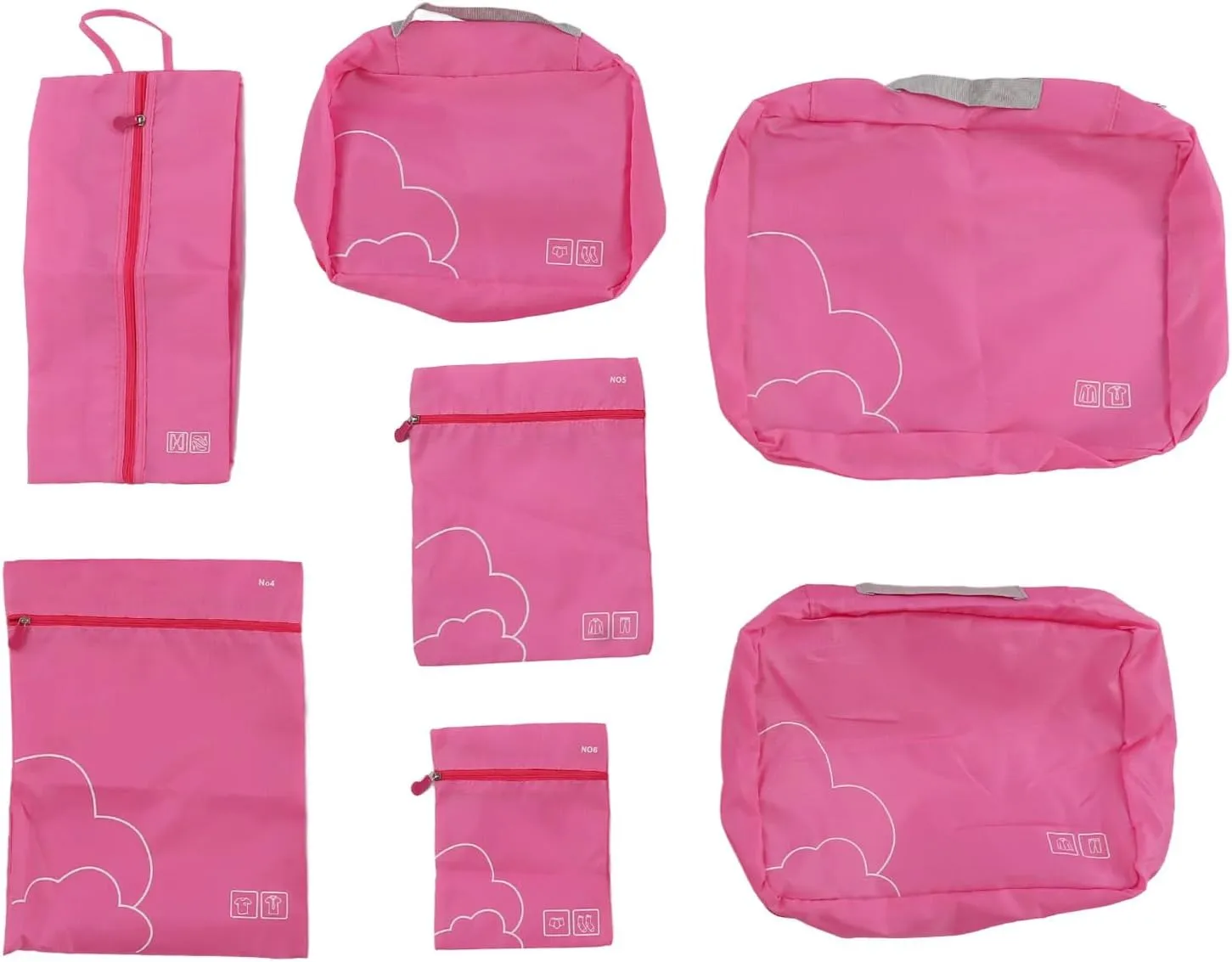 Luggage Packing Bags Waterproof Polyester Travel Packing Cubes for Business Trip (Rose Red)
