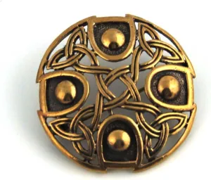 LynnAround Bronze Viking Shield Brooches,Clothes Fasteners - Cloak, Shawl, Scarf Pin, Celtic Norse Vintage Jewelry