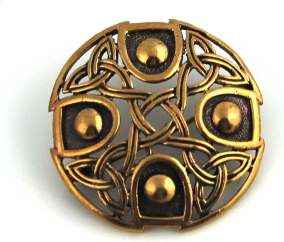LynnAround Bronze Viking Shield Brooches,Clothes Fasteners - Cloak, Shawl, Scarf Pin, Celtic Norse Vintage Jewelry