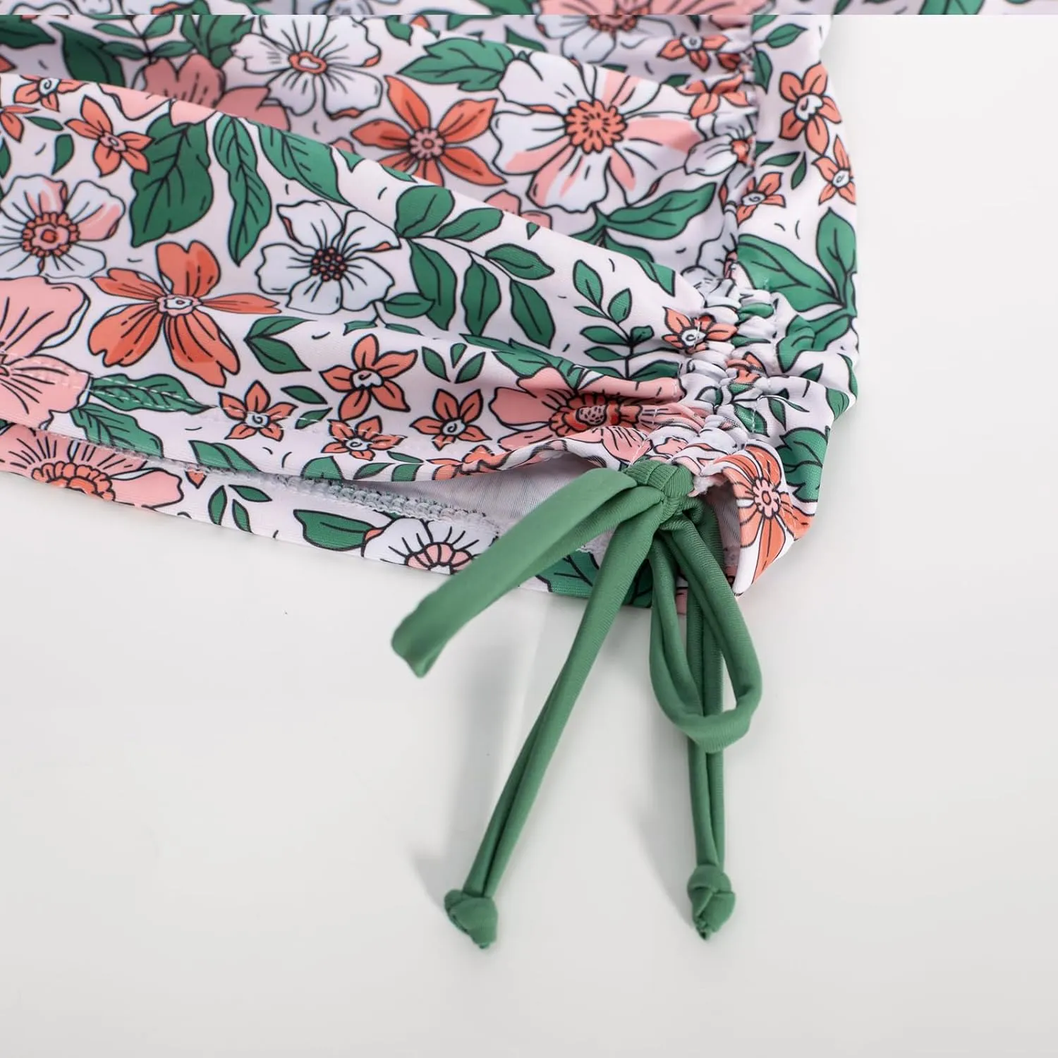 Maacie Maternity Athletic Tankini Swimsuits Two Piece Floral Print Ruched Tops with Shorts