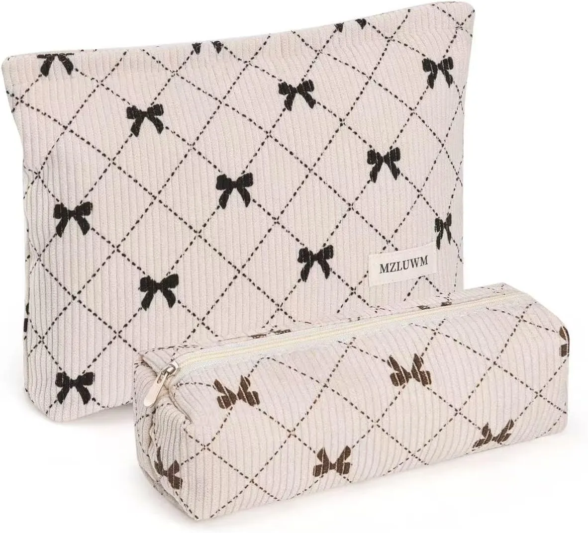 Makeup Bag, Cosmetic Bags for Women, Large Capacity Make up Bag and Brush Storage Bag,Corduroy Makeup bag Set,Aesthetic Women Handbags Purses, Travel Essentials Aesthetic Stuff