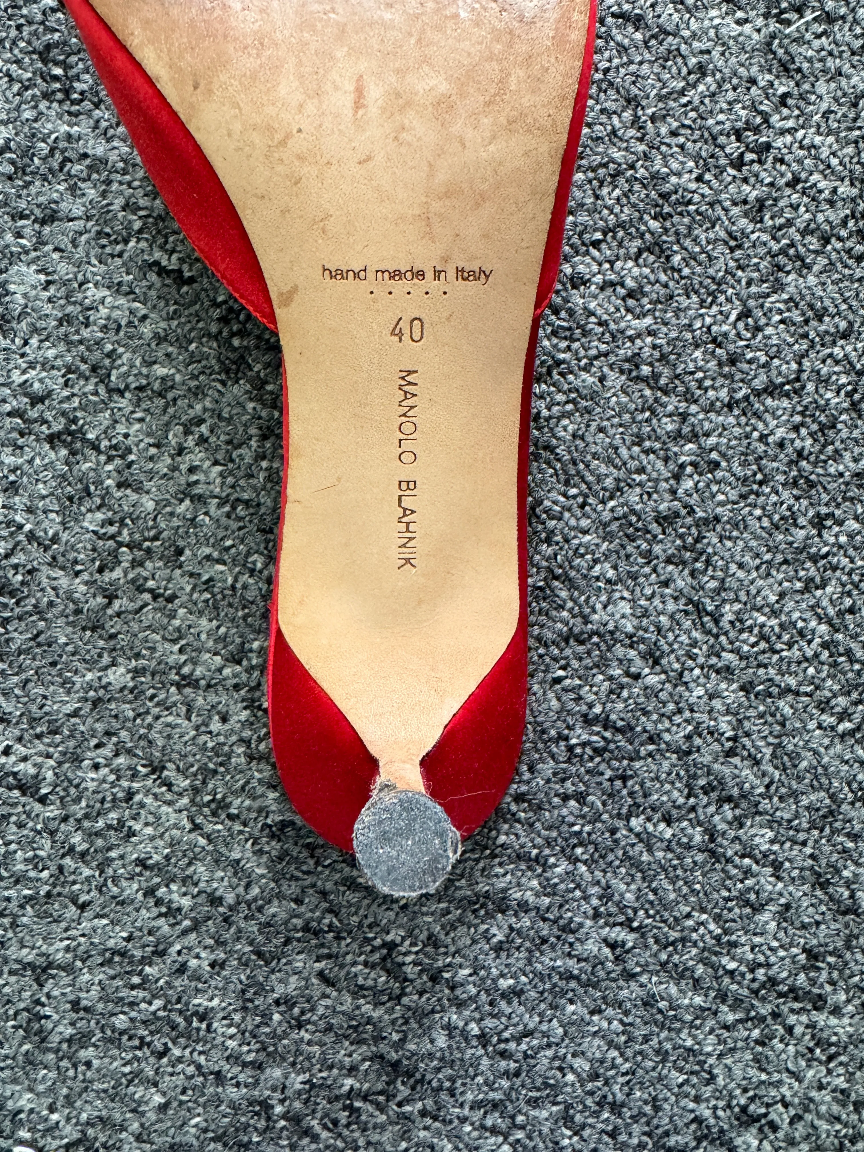 Manolo Blahnik Red Satin Jewel Buckle Hangisi Mules 70mm UK 7 EU 40 