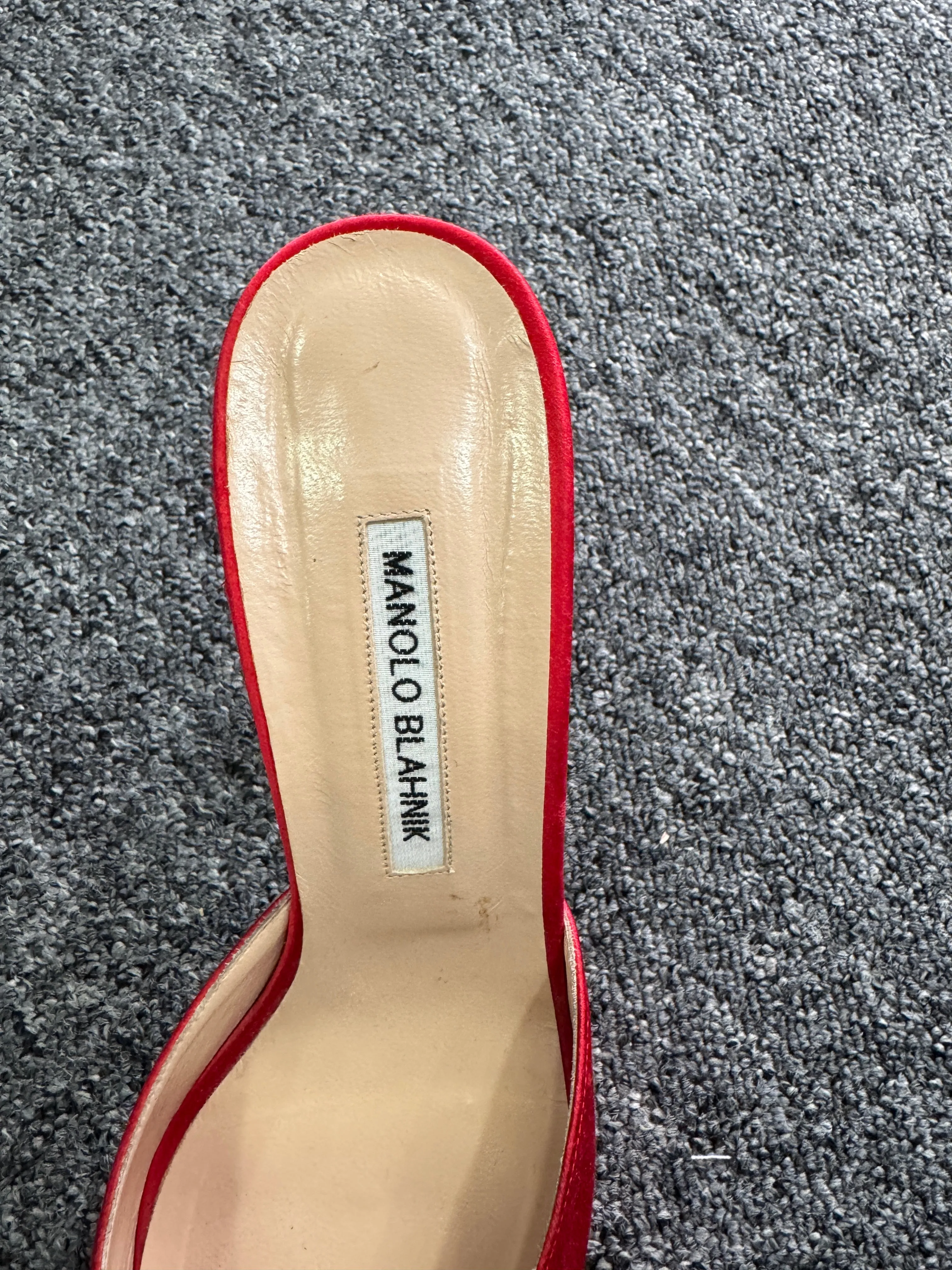 Manolo Blahnik Red Satin Jewel Buckle Hangisi Mules 70mm UK 7 EU 40 
