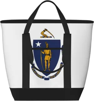 Massachusetts State Flag Women's tote bags and reusable women's beach bags are suitable for travel insulation and cooling bags.