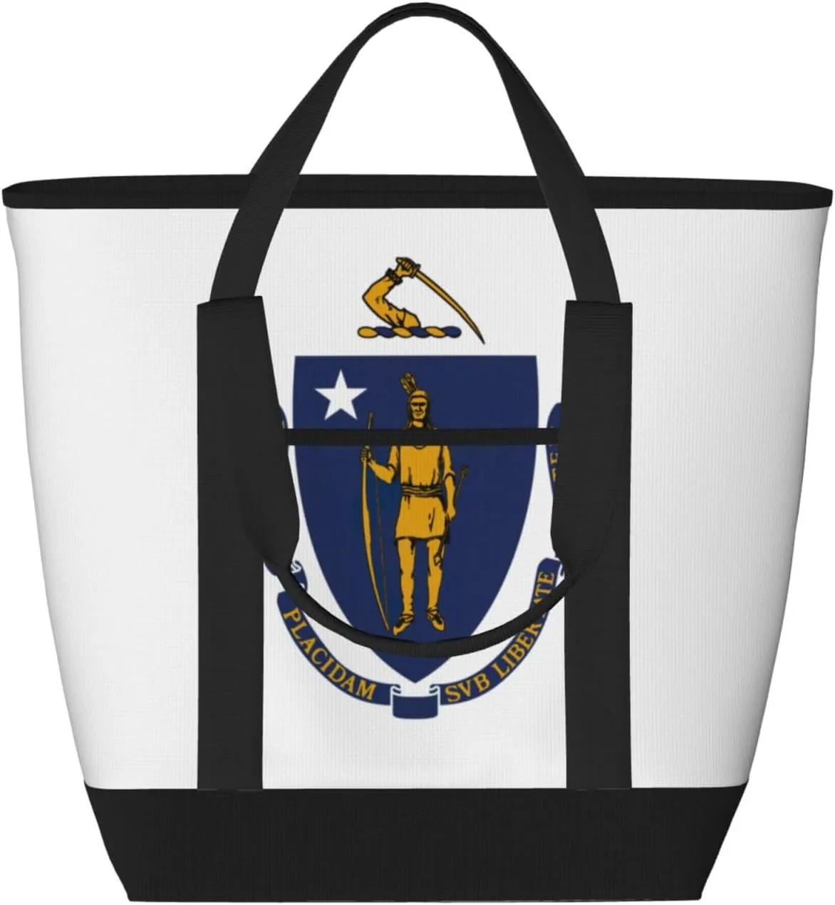 Massachusetts State Flag Women's tote bags and reusable women's beach bags are suitable for travel insulation and cooling bags.