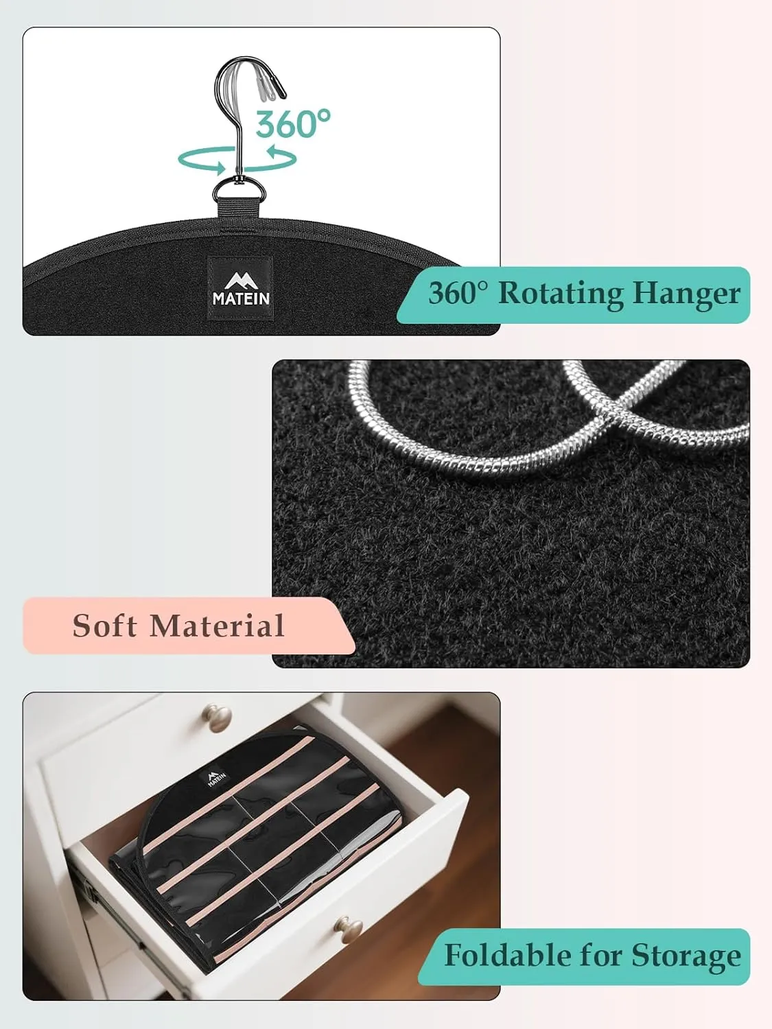 MATEIN Hanging Jewelry Organizer with Detachable Travel Jewelry Pouch, Tangle Free Necklace Hanger Wall Mount with Metal Hook, Large Earring Storage Holder for Bracelet Ring Display, Gifts for Her