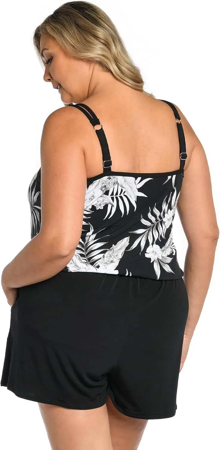 Maxine Of Hollywood Women's Romper One Piece Swimsuit