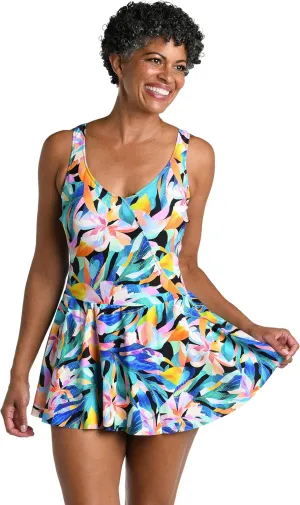 Maxine Of Hollywood Women's Standard Surplice Swim Dress One Piece Swimsuit