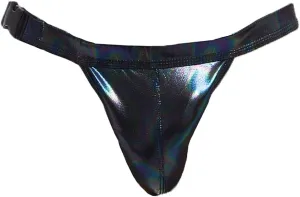 Men Buckle Briefs Jockstrap PU Leather Panties Metal Shinny Lingerie Underwear