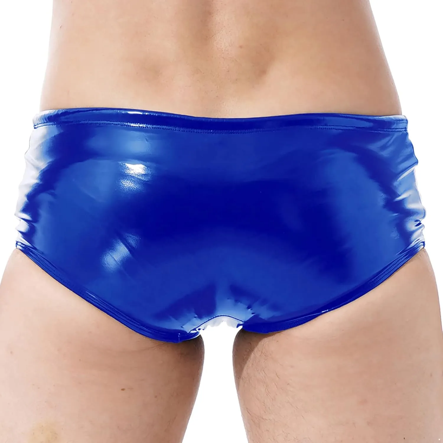 Men Wetlook PVC Leather Bikini Briefs Thongs Sexy Low Rise Drawstring Boxer Shorts Underpants