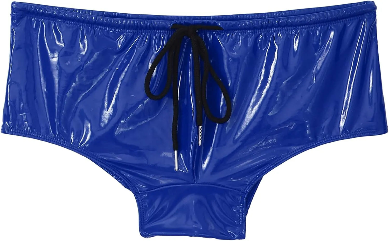 Men Wetlook PVC Leather Bikini Briefs Thongs Sexy Low Rise Drawstring Boxer Shorts Underpants
