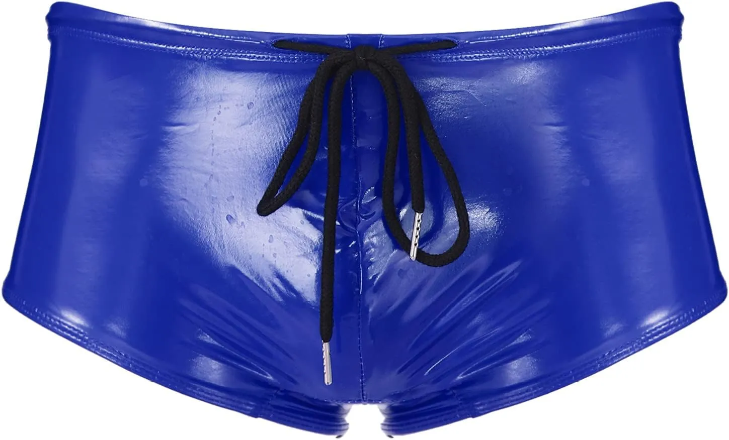 Men Wetlook PVC Leather Bikini Briefs Thongs Sexy Low Rise Drawstring Boxer Shorts Underpants