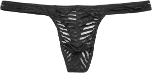 Men's Low Waist U Convex Striped Briefs Sexy Mesh Translucent G String T Back Bikini Underwear Sheer Ice Silk Thongs