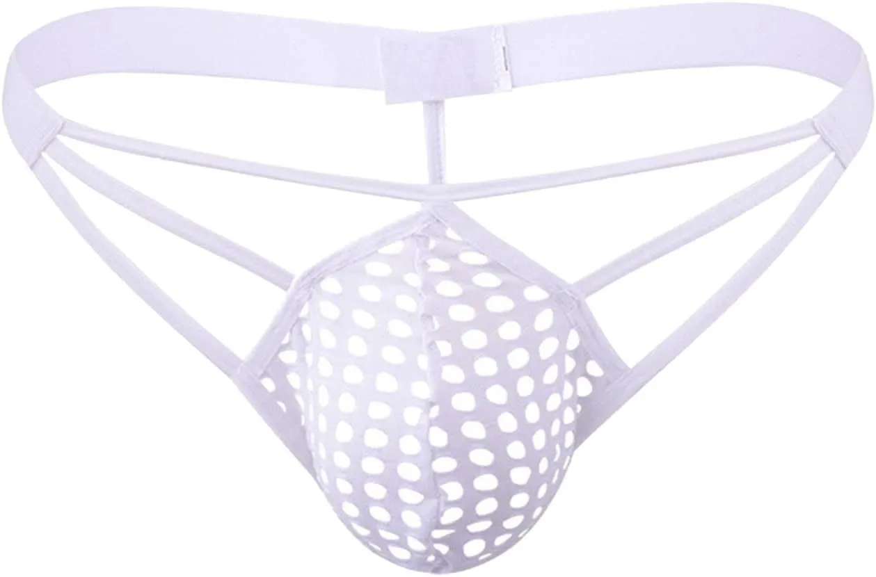 Mens Thongs Underwear Sexy Funny U Convex Bag Jockstrap Briefs Sissy See Through G-String Breathable Exotic Costume