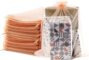 Meowoo 24PCS Big Organza Bags, 12x16in Big Mesh Bags Drawstring, Mesh Gift Bags Drawstring for Shoes, gift bags, home storage, Christmas, gardening, dolls(champagne)