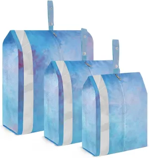 Messy Colors Blue Red 3 Set Travel Packing Cubes For Suitcases, Foldable, Garment Bag Closet Storage, Luggage Space Saver, Luggages Management Personnel
