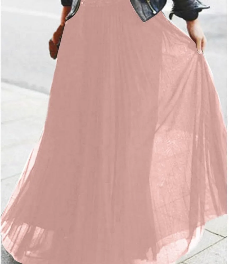 Midi Skirts for Women High Waist Pleated A-Line Swing Skirt Midi Skirts Ruffle Layered Pleated Cheer Skirts for