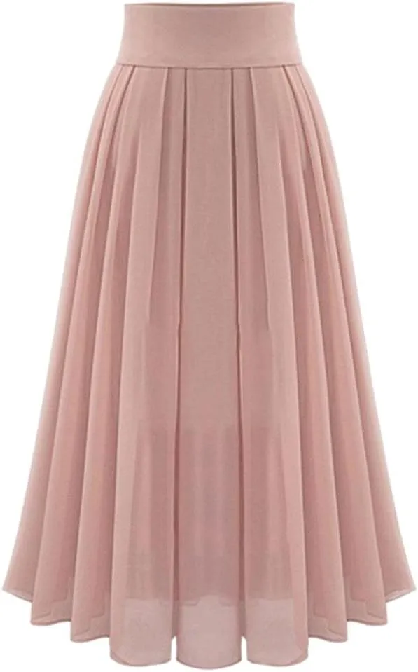 Midi Skirts for Women High Waist Pleated A-Line Swing Skirt Midi Skirts Ruffle Layered Pleated Cheer Skirts for