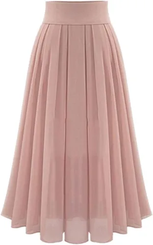 Midi Skirts for Women High Waist Pleated A-Line Swing Skirt Midi Skirts Ruffle Layered Pleated Cheer Skirts for