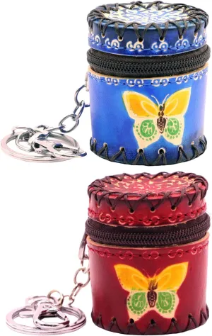 Mini Leather Bucket Bag, Jewelry Storage Box, Pendant and Change Organizer, Personalized Design (Blue Red)