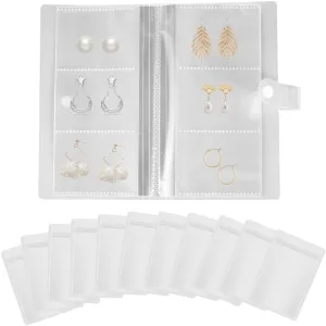 MiOYOOW Transparent Jewellery Storage Book Set, Clear Small Plastic Bags Ring Earring Organizer Travel Earring Organizer Case with 100pcs Pocket for Necklace Earrings Rings Jewelry