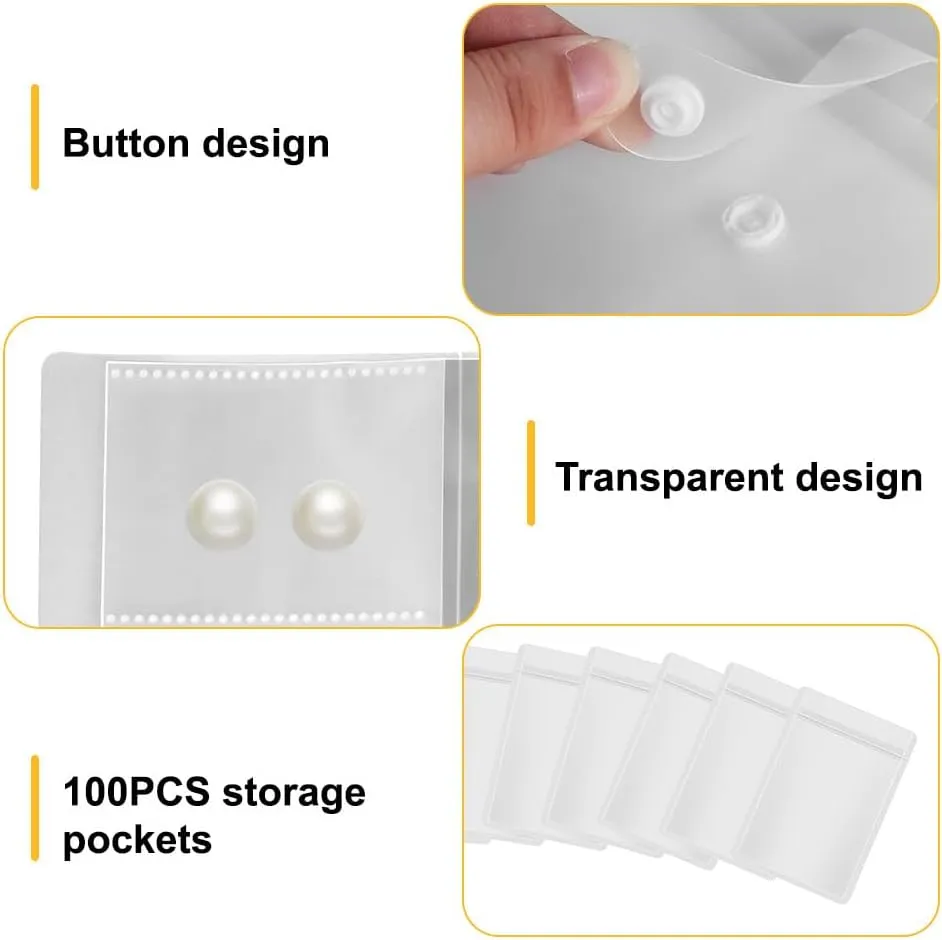 MiOYOOW Transparent Jewellery Storage Book Set, Clear Small Plastic Bags Ring Earring Organizer Travel Earring Organizer Case with 100pcs Pocket for Necklace Earrings Rings Jewelry