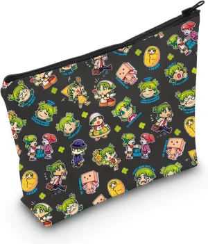 MNIGIU Yotsuba Inspired Gift Green Hair Girl Cosmetic Bag Anime Lover Gift Yotsuba Mood Makeup Bag (Green Hair Girl Black)