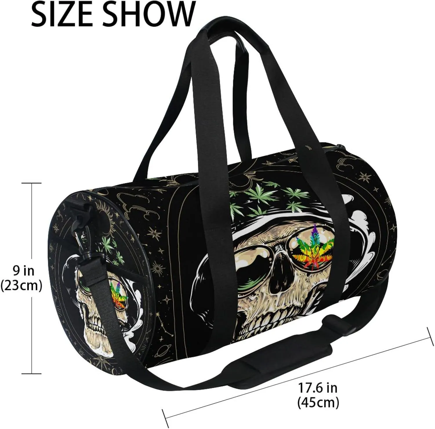 MNSRUU Duffel Bags Gothic Skull Cool Sports Gym Bag Travel Luggage Overnight Bags for Men Women Duffel Bags for Traveling