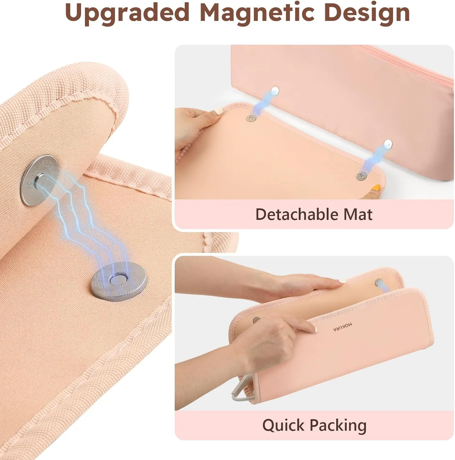 MOKURA Hot Hair Tools Travel Bag with Heat Resistant Mat, Women Hair Accessories Organizer Case, Storage Pouch for Curling Iron Straightener Flat Iron Hair Dryer, Gifts for Mom Mothers Day, Pink