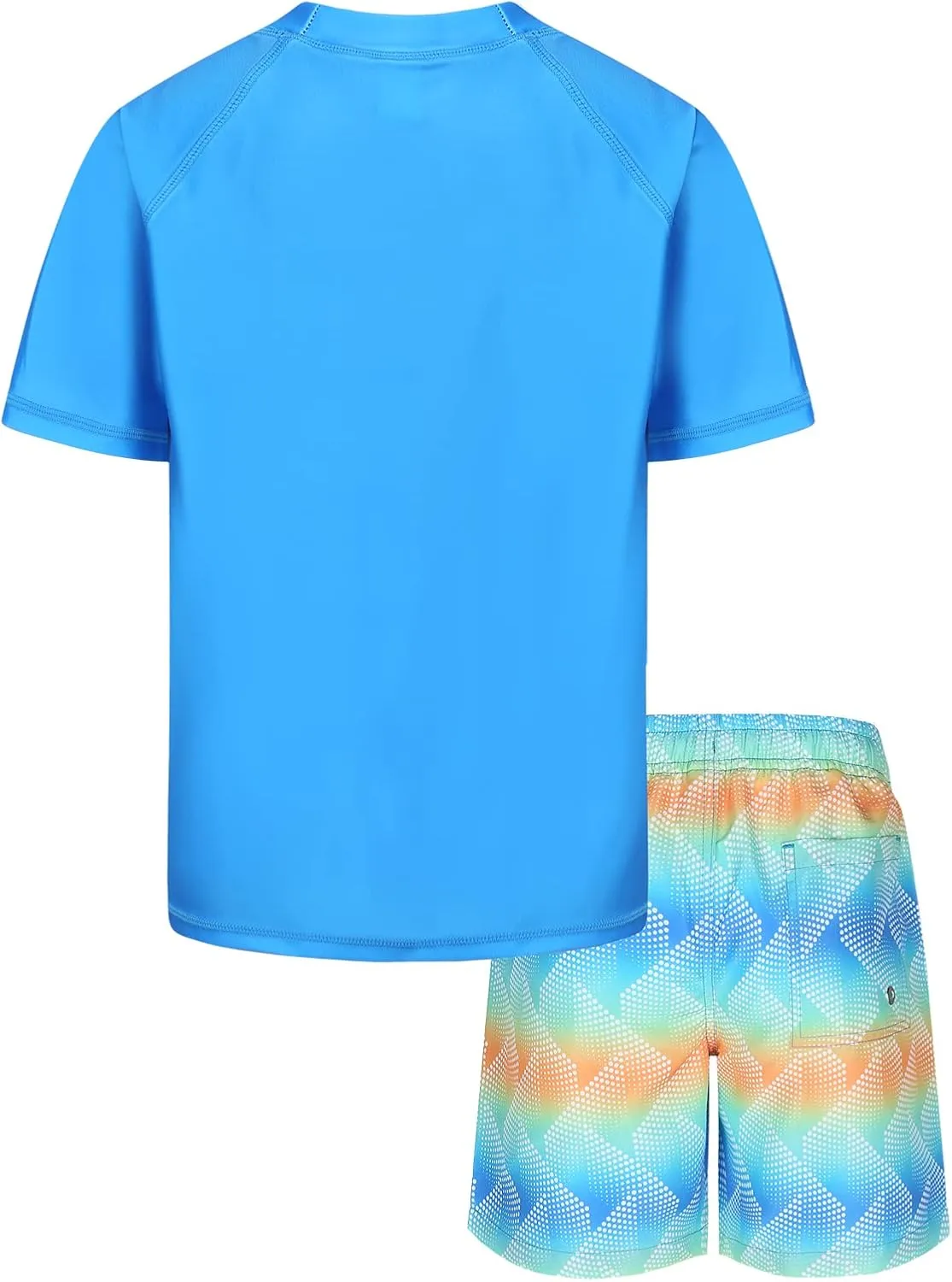 Moon Tree Boys Rash Guard Set for Boys 2 Piece Swimsuits Short Sleeve Bathing Suits with Trunks Quick Dry Swim Shirts