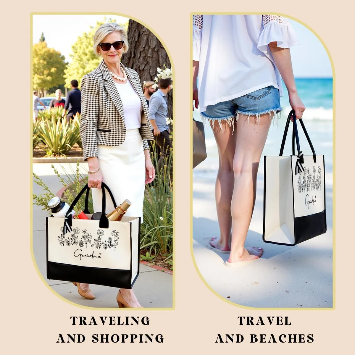 Mothers Day Gifts Grandma Mimi Gigi Mamaw Memaw Abuela Gifts Tote Bag for Women Female Holiday Vacation Beach Bag