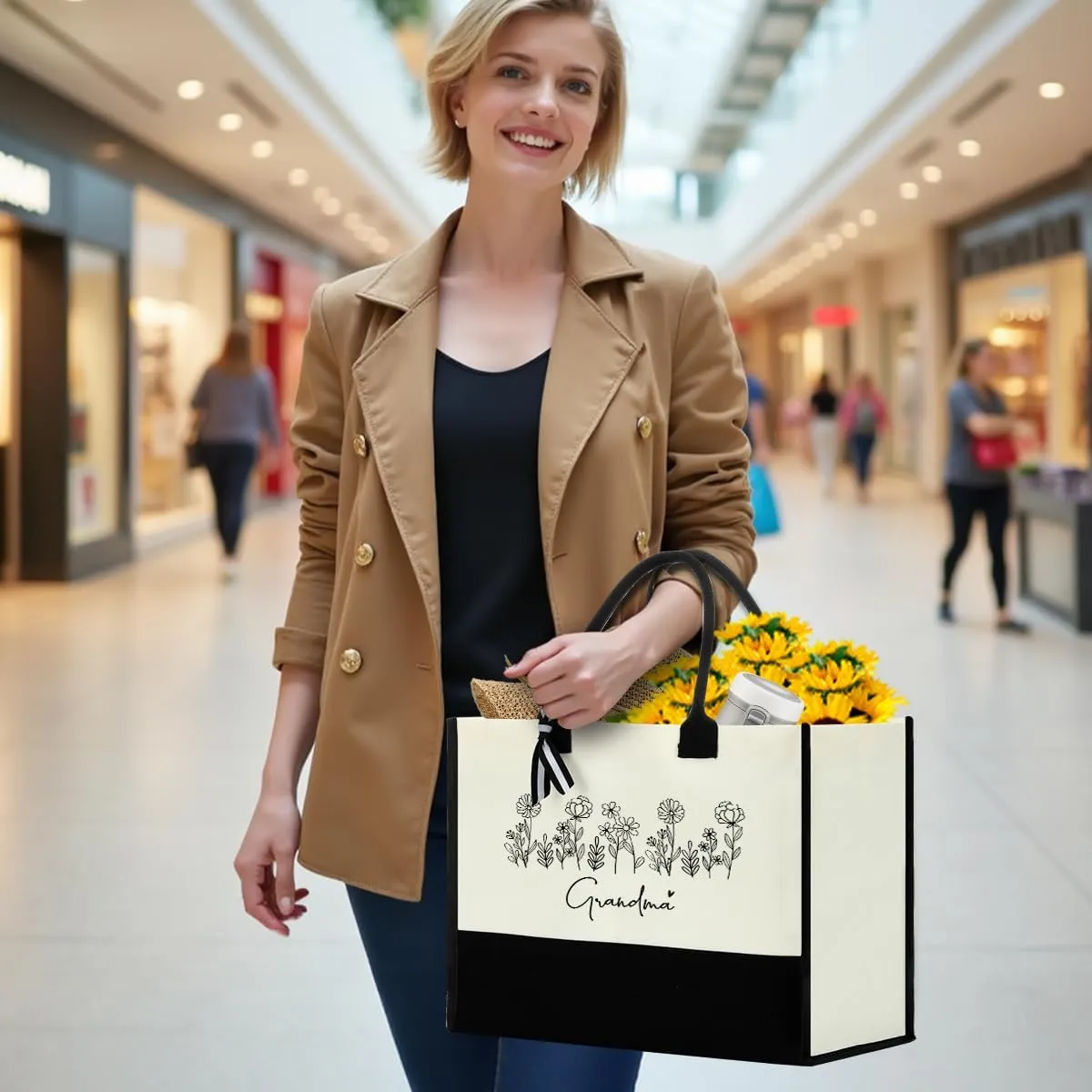 Mothers Day Gifts Grandma Mimi Gigi Mamaw Memaw Abuela Gifts Tote Bag for Women Female Holiday Vacation Beach Bag
