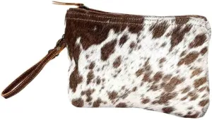 Myra Bag Women's Hair-On Hide Small Pouch Wristlet Brown One Size