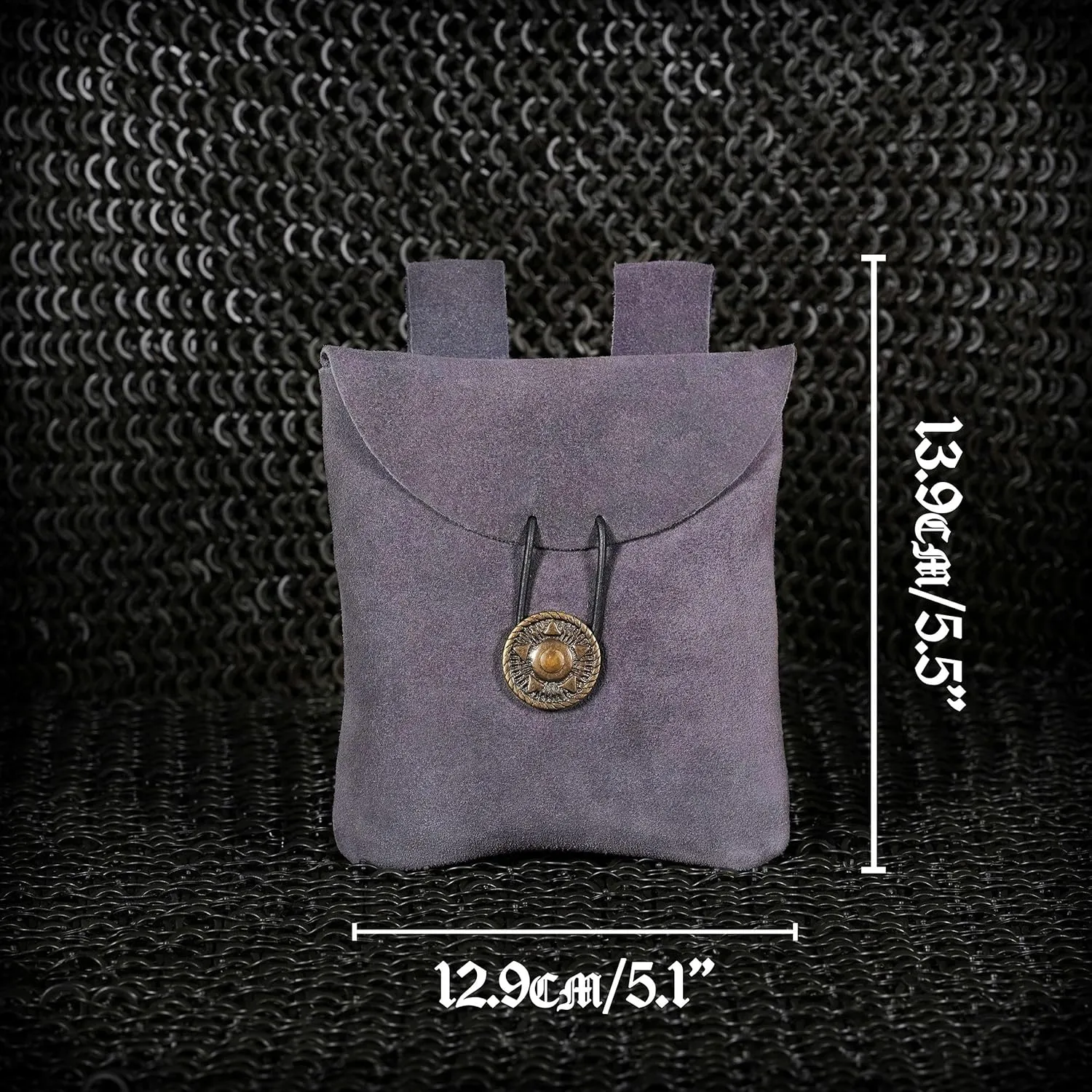 Mythrojan Medieval Renaissance Suede Jewelry Belt Pouch LARP Costume Waist Bag  Dark Blue
