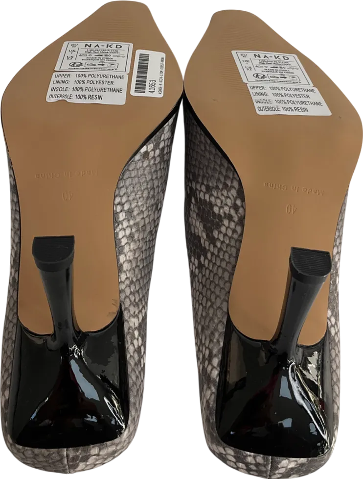 NA-KD Grey High Heel Mules UK 7 EU 40 