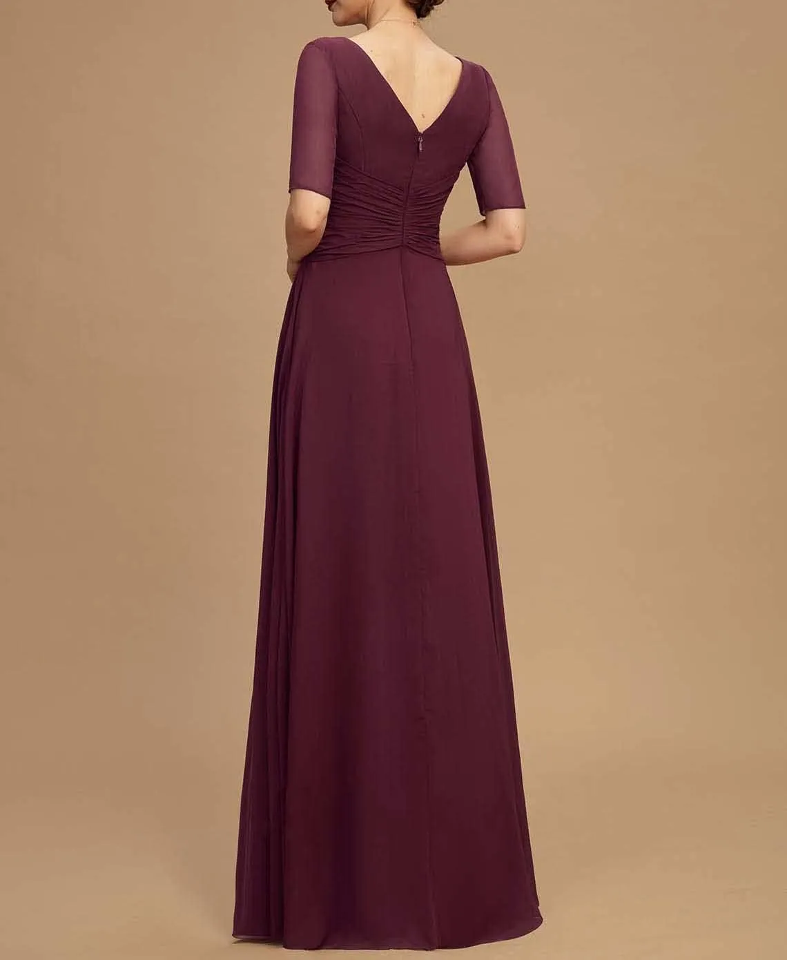 NABN Lace Appliques Mother of The Bride Dress Half Sleeves A line Chiffon Formal Wedding Party Prom Gowns for Women