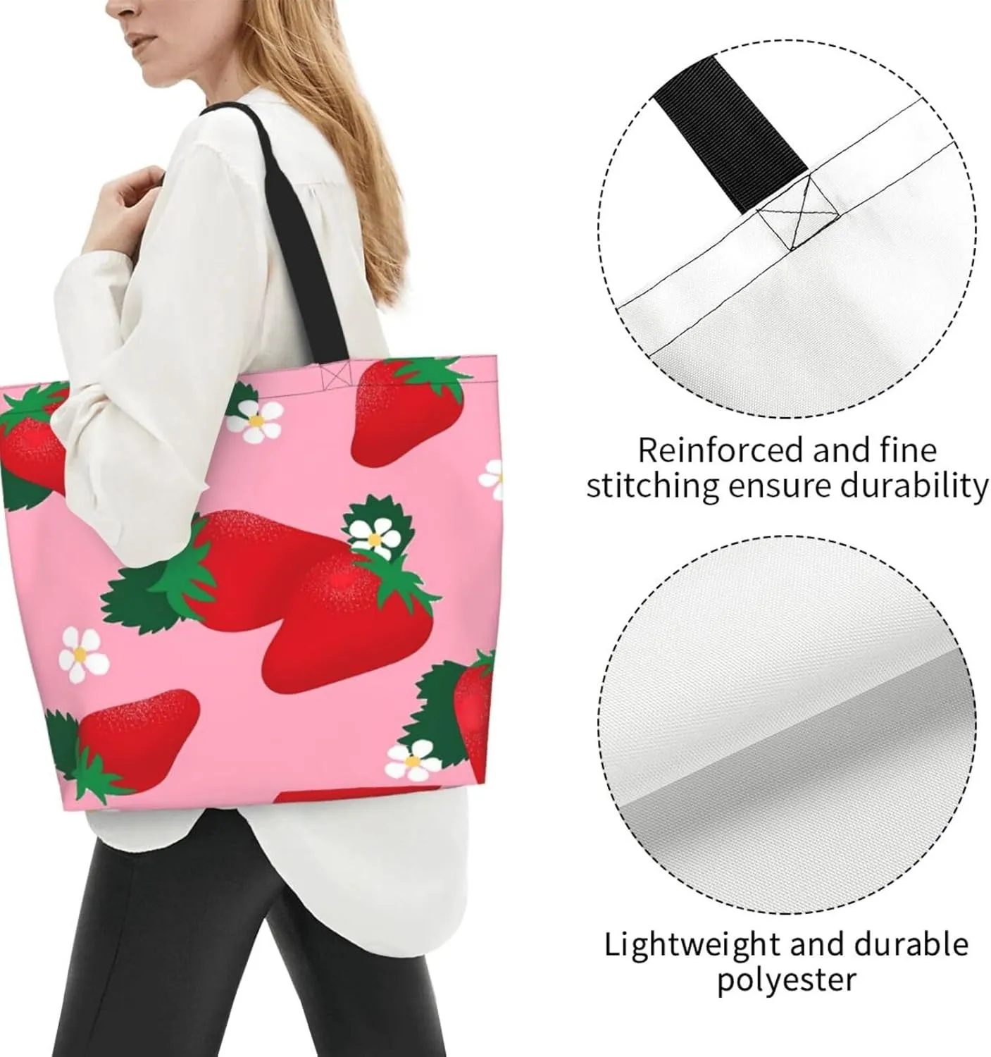 Navy Blue White Stripes horizontal Women's Tote Bag Large Capacity Single Shoulder Bags Handbag for Shopping Work