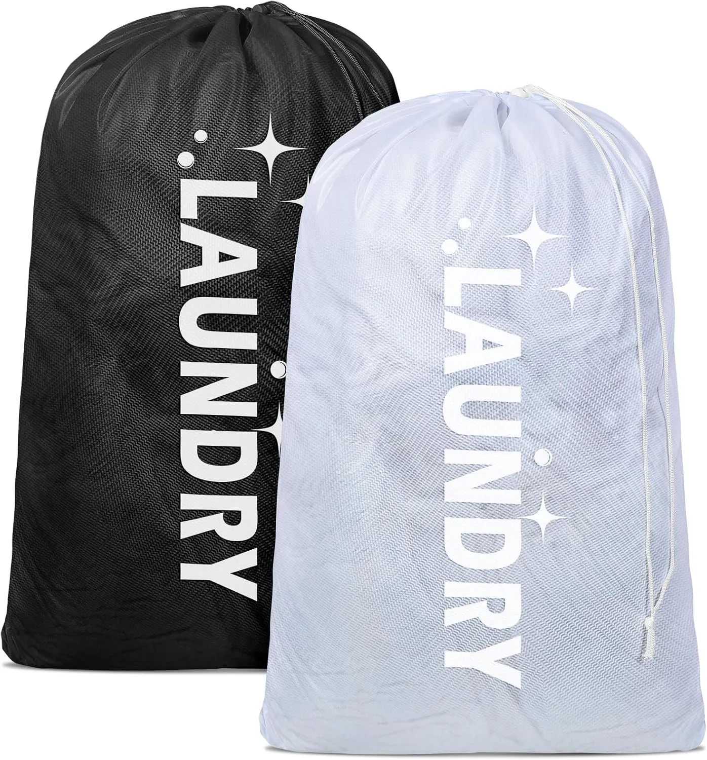Nidoul 2 Pack Mesh Laundry Bags, Heavy Duty Large Laundry Bag with Drawstring, Laundry Mesh Wash Bags Laundry Hamper Liner for College Travel Camp, 24" x 36"