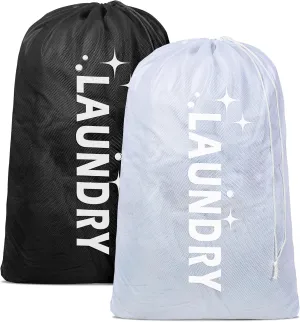 Nidoul 2 Pack Mesh Laundry Bags, Heavy Duty Large Laundry Bag with Drawstring, Laundry Mesh Wash Bags Laundry Hamper Liner for College Travel Camp, 24" x 36"