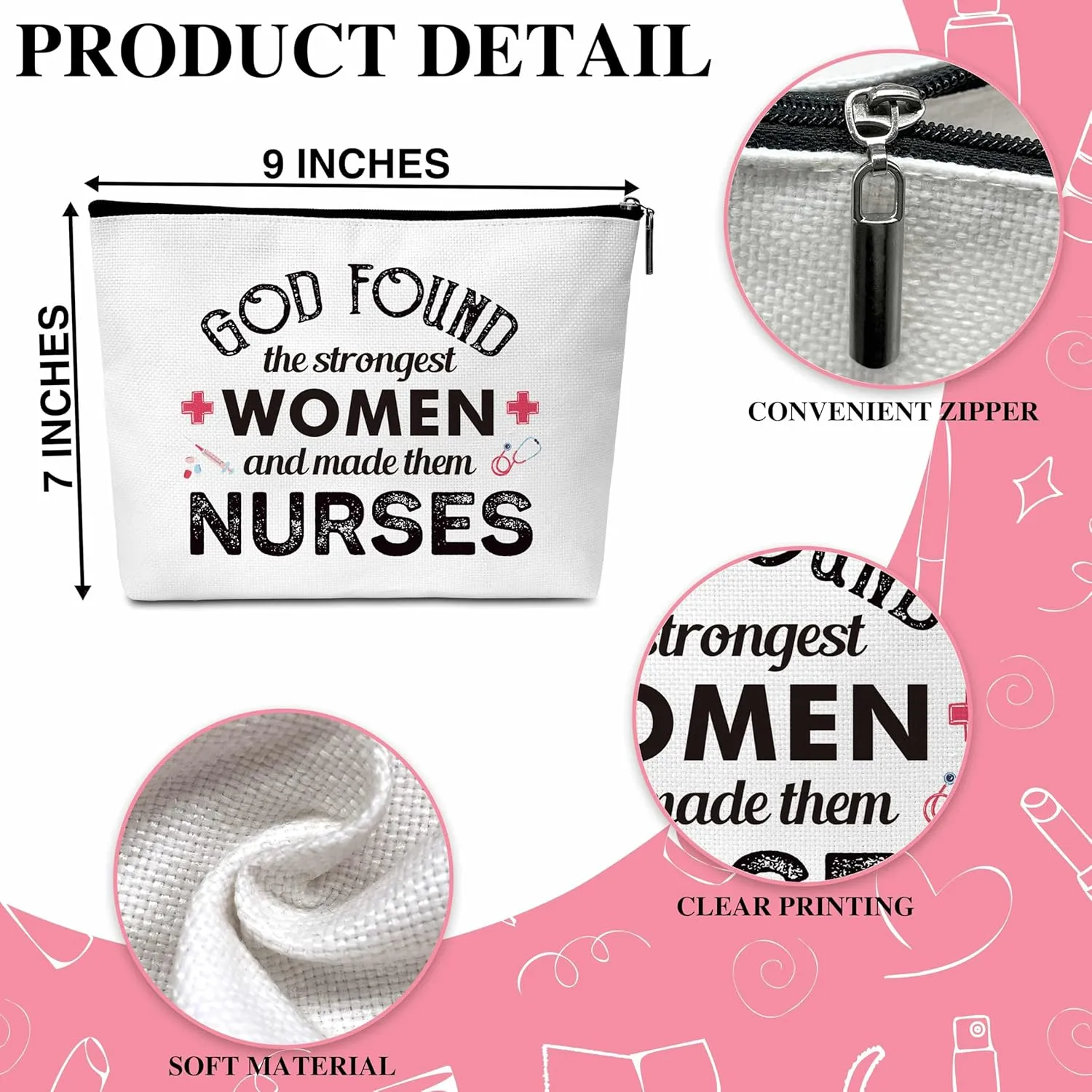 Nurse Gifts Makeup Bag for Women, Nursing Cosmetic Bag, Best Nurse Makeup Zipper Bag, Nurse Week Birthday Gift For Nurses, Nurse Student Graduation Gift, Thank You Retirement Gifts, A03