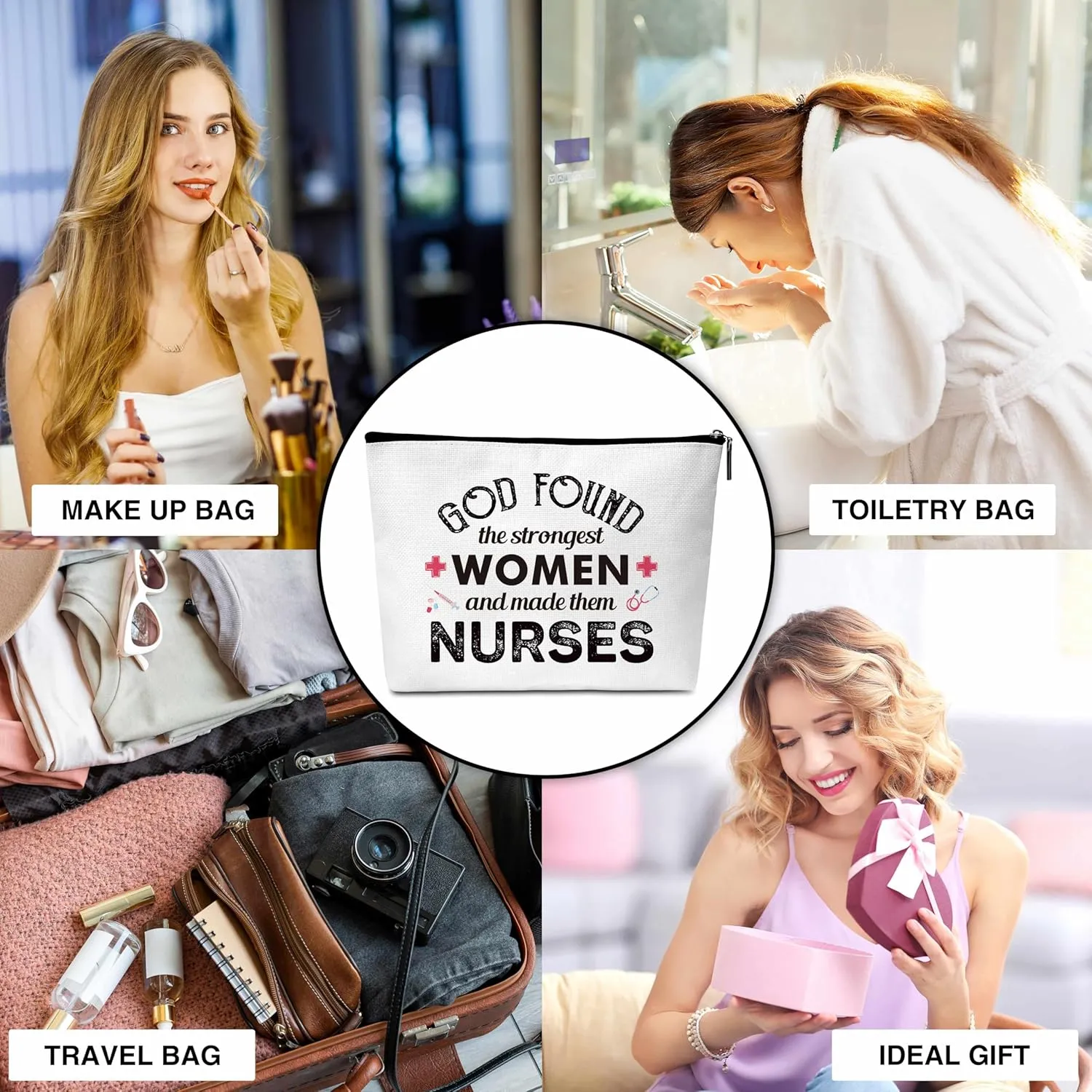 Nurse Gifts Makeup Bag for Women, Nursing Cosmetic Bag, Best Nurse Makeup Zipper Bag, Nurse Week Birthday Gift For Nurses, Nurse Student Graduation Gift, Thank You Retirement Gifts, A03