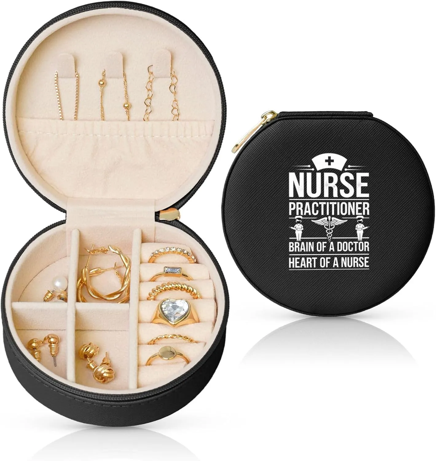 Nurse Practitioner Brain Of A Doctor Heart Of A Nurse Small Jewelry Gift Travel Casual Box Bridesmaid Proposal Case Gifts Black