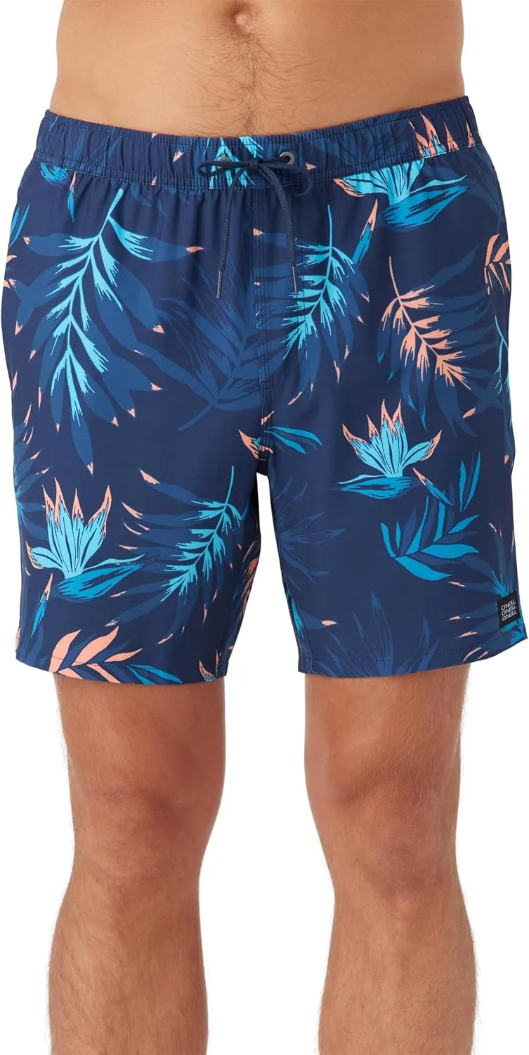 O'NEILL Men's 17 Inch Outseam Divergent Swim Trunks with Compression Liner, Elastic Waist Mens Swim Trunks, Compression Swim