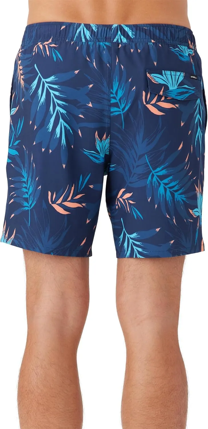 O'NEILL Men's 17 Inch Outseam Divergent Swim Trunks with Compression Liner, Elastic Waist Mens Swim Trunks, Compression Swim