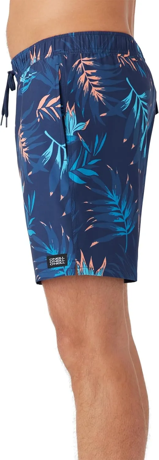 O'NEILL Men's 17 Inch Outseam Divergent Swim Trunks with Compression Liner, Elastic Waist Mens Swim Trunks, Compression Swim