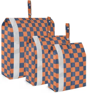 Orange and Blue American Plaid 3 Set Packing Travel Bags Waterproof Garment Bag Closet Storage Travel Bag Pack Clothes Organizer