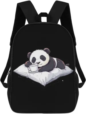 Panda Bear Animal Sleep 17 Inch Shoulder Backpack Fashion Laptop Bag Travel Daypack for Camping Hiking