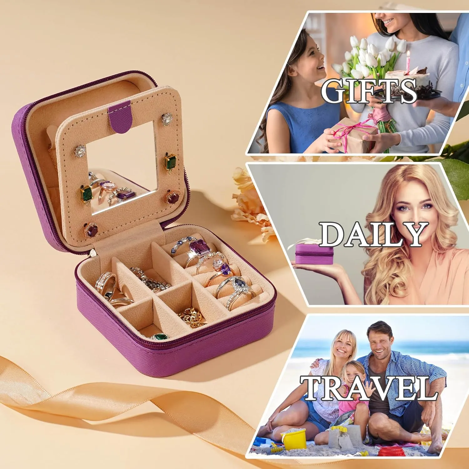 Parima 2025 Graduation Gifts - Trendy Initial Travel Jewelry Case, Graduation Gifts for Women Birthday Gifts Travel Gifts | Cute Purple Stuff - Graduation Travel Essentials - Letter M, Purple