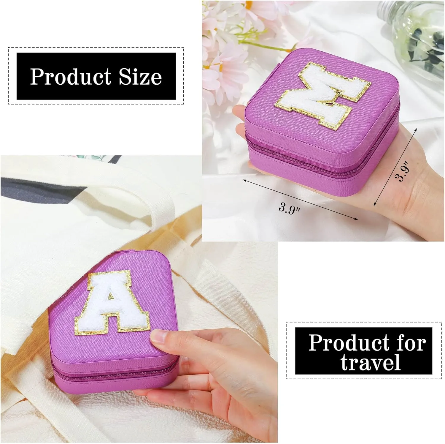 Parima 2025 Graduation Gifts - Trendy Initial Travel Jewelry Case, Graduation Gifts for Women Birthday Gifts Travel Gifts | Cute Purple Stuff - Graduation Travel Essentials - Letter M, Purple
