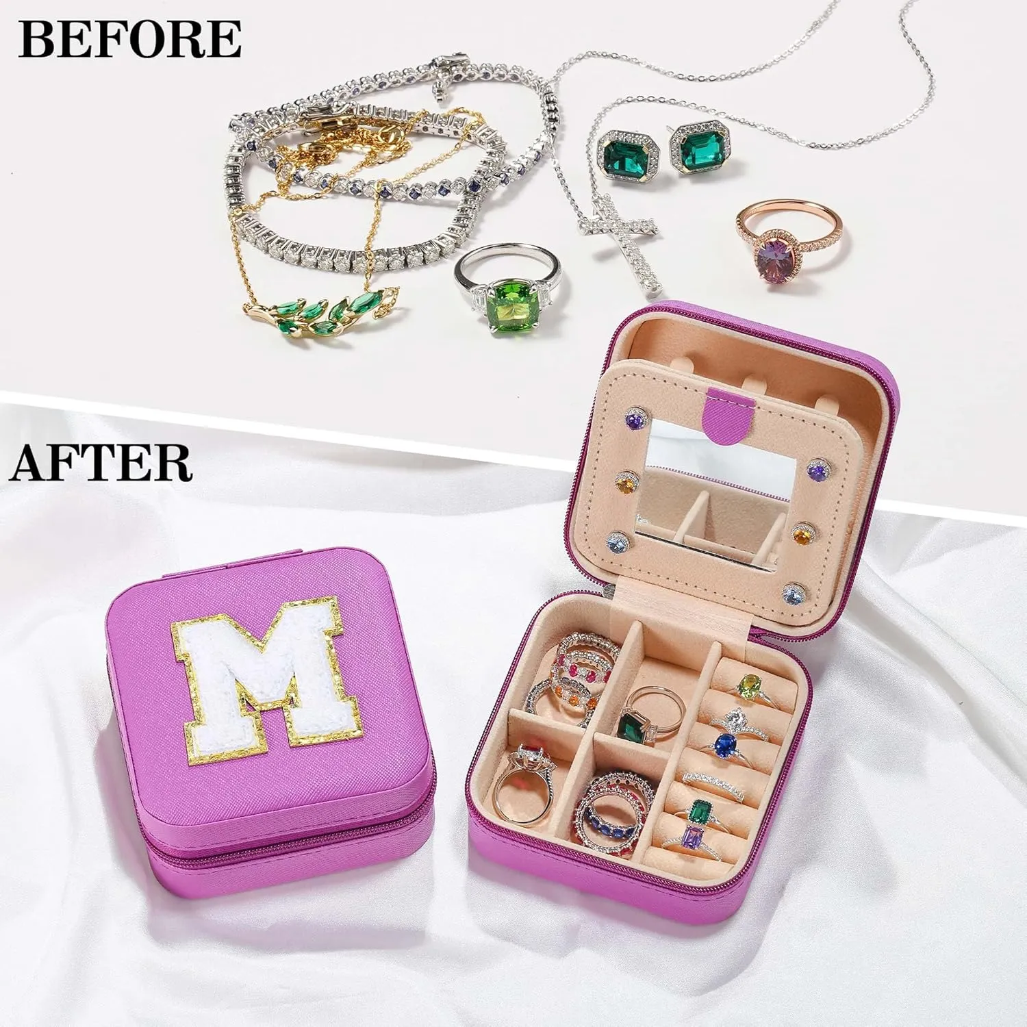 Parima 2025 Graduation Gifts - Trendy Initial Travel Jewelry Case, Graduation Gifts for Women Birthday Gifts Travel Gifts | Cute Purple Stuff - Graduation Travel Essentials - Letter M, Purple